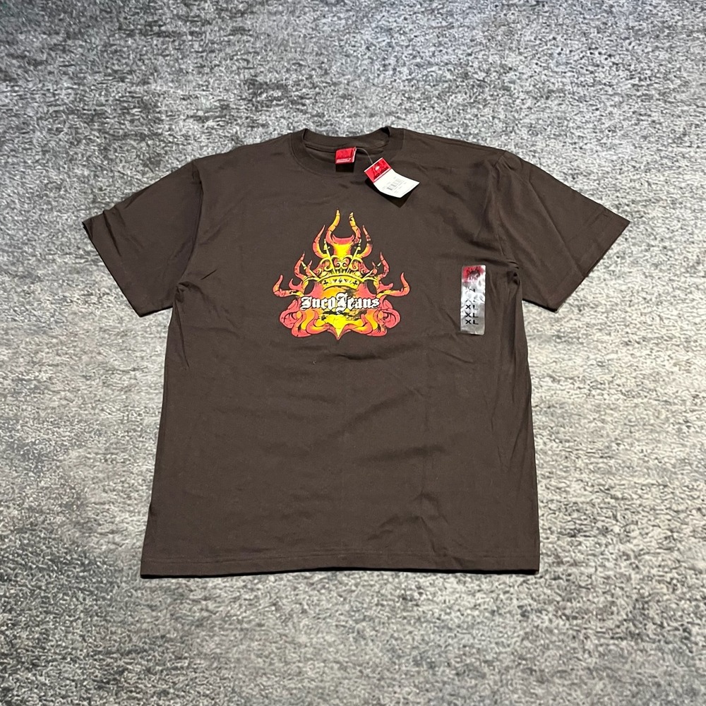 Vintage JNCO Jeans T Shirt Mens Large Brown Y2K Flames Dragon Skater Grunge NEW